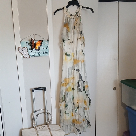 Anthropologie White and Yellow High Low Dress - Picture 7 of 10